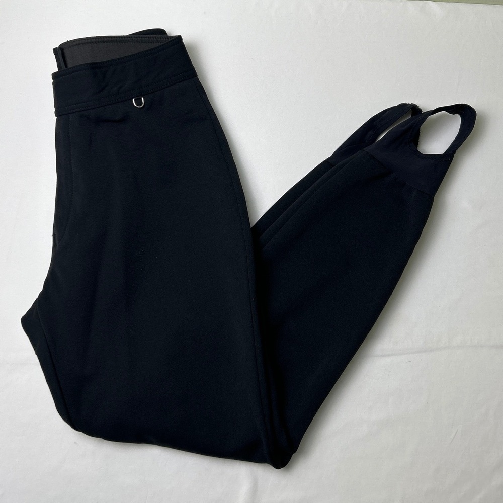 Schoeller Women Stretch Wool Blend Stirrup Ski Pants Size 12 Long Black Snow